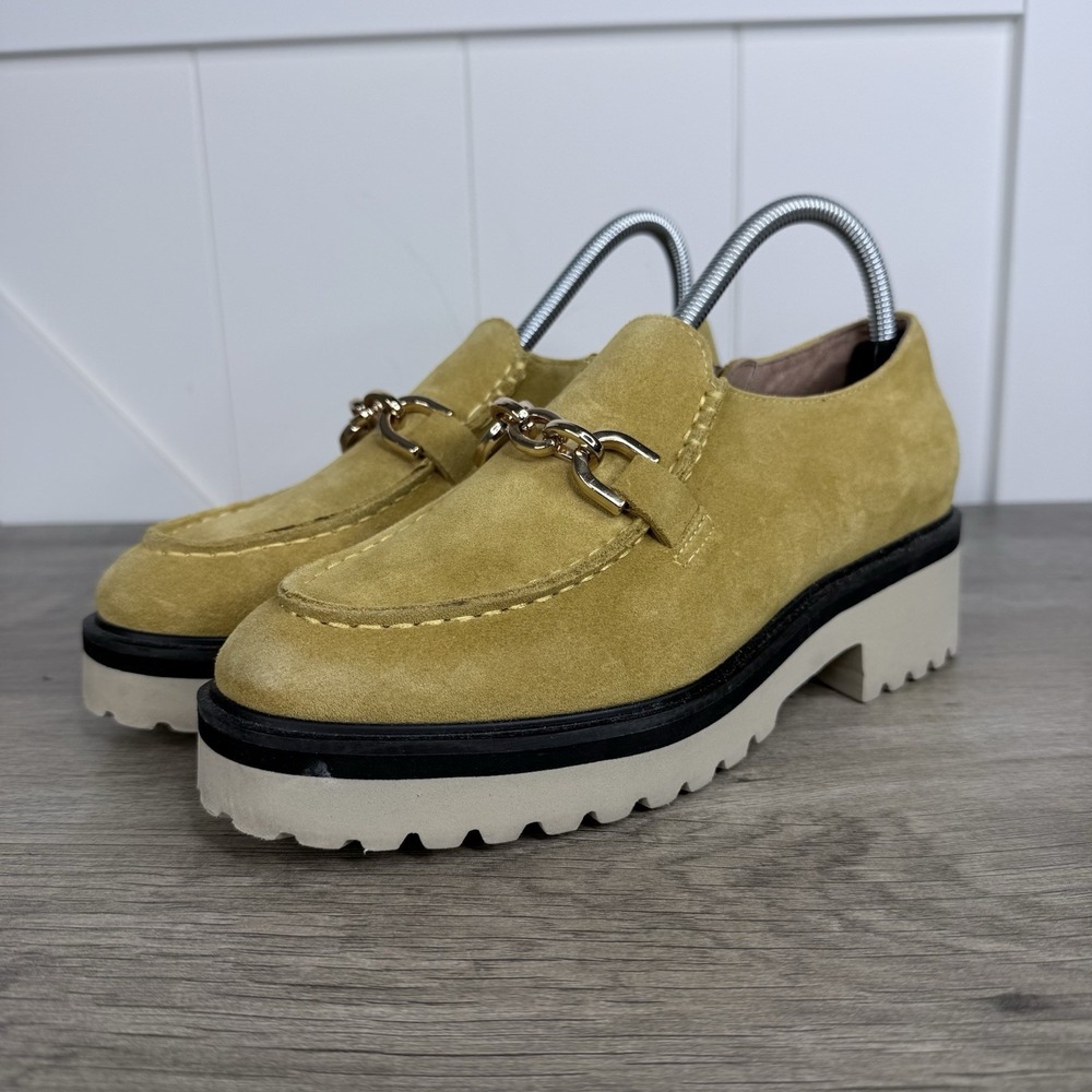 All‎ Black Link Loafer Yellow Suede Shoes Womens Size 39